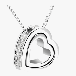 Double Heart Pendant - White Gold