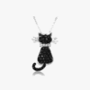 Silver Overlay Black Accent Cat Pendant with 18? Chain ?The Perfect Accessory for a Cat Lover