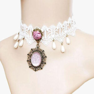 Pink Rose Choker Necklace
