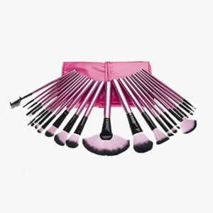 24 Piece Professional Makeup Brush Set with Case - Hot Pink