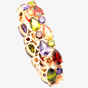 Multi-Colored Crystal Bracelet- Made of Forest Colored Gems - Looks Royal and is Great to Wear for a Party!