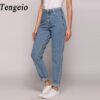TENGEIO High Waist Boyfriend Jeans