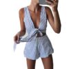 LIVA GIRL Two Piece Set Blue Striped Rompers