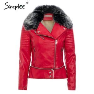 Fur Collar Leather Jacket